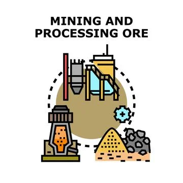 Mining and processing ore as industrial concept Stock Illustration