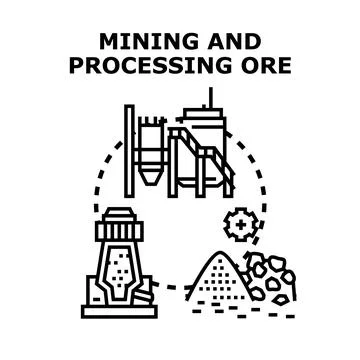 Mining and processing ore as industrial concept Stock Illustration