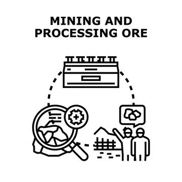 Mining and processing ore industry workflow concept Stock Illustration