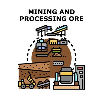 Mining and processing ore industry concept Stock Illustration