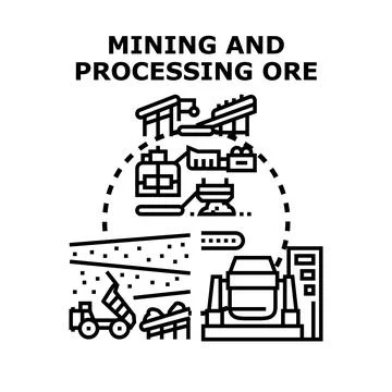Mining and processing ore industry concept Stock Illustration