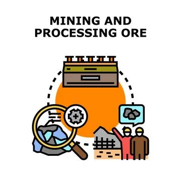 Mining and processing ore industry workflow concept Stockillustratie