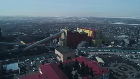 Mining and processing plant among polar city. Processing of hard coal in polar Stock Footage 203920612