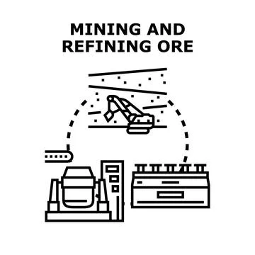 Mining and refining ore industry process concept Stock Illustration