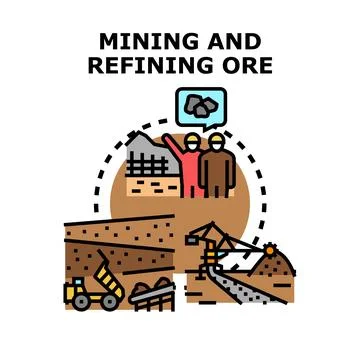 Mining and refining ore industry process concept Stock Illustration