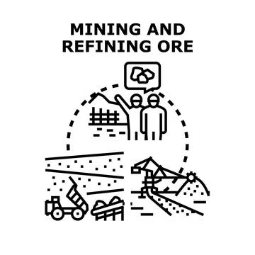 Mining and refining ore industry process concept 库存插图