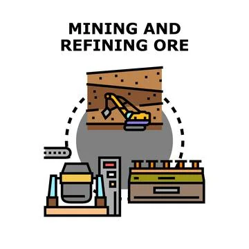 Mining and refining ore industry process concept Stock Illustration