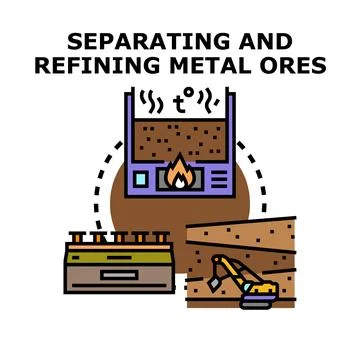 Mining and refining valuable metal ore process Stock Illustration