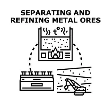 Mining and refining valuable metal ore process Stock Illustration