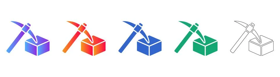 Mining and Resource Extraction Icon Set Stock Illustration
