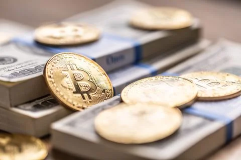 Mining and trading between Bitcoin and the US dollar - BTC / USD Stock Photos