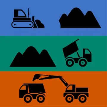 Mining and transportation of sand Stock Illustration