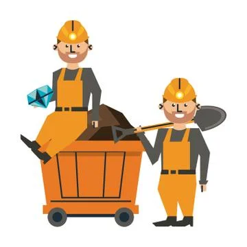 Mining and workers cartoon 스톡 일러스트
