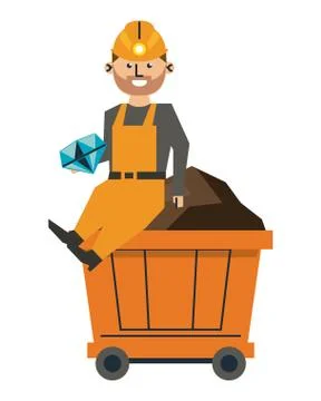 Mining and workers cartoon 스톡 일러스트