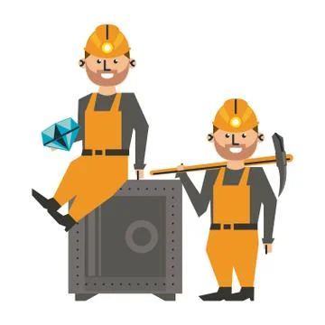 Mining and workers cartoon 스톡 일러스트