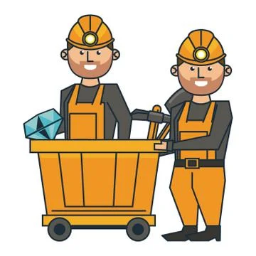 Mining and workers cartoon 스톡 일러스트