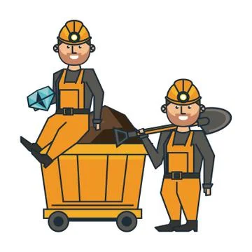 Mining and workers cartoon 스톡 일러스트