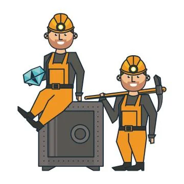 Mining and workers cartoon 스톡 일러스트
