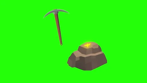 Mining axe breaking stone animated mining axe breaking stone breaking stone.. Stock Footage 317499901