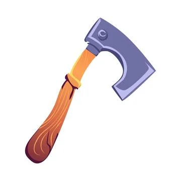 Mining axe in flat design. Vintage steel instrument, old sharp weapon. Vector 스톡 일러스트