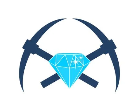 Mining axe tool with diamond in the middle 스톡 일러스트