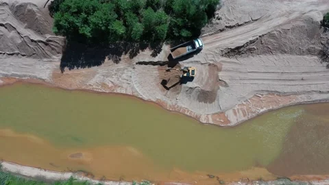 Mining beside river in rainforest. Stock Footage 131357874