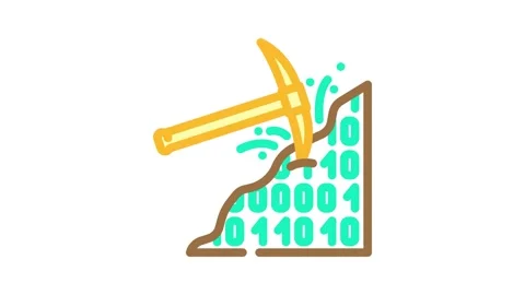 Mining big data color icon animation Stock Footage 327260075