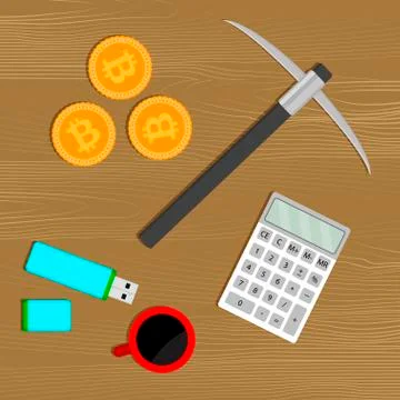 Mining bitcoin concept. Tools for mine Illustrazione stock