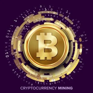 Mining Bitcoin Cryptocurrency Vector. Stock Illustration