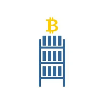 Mining bitcoin farm icon. Extraction of Cryptocurrency sign. Racks of GPU sym Illustrazione stock