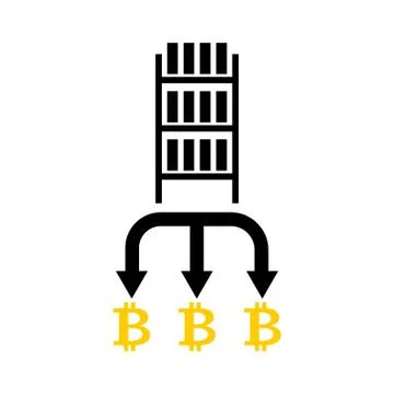 Mining bitcoin farm icon. Extraction of Cryptocurrency sign. Racks of GPU sym 스톡 일러스트
