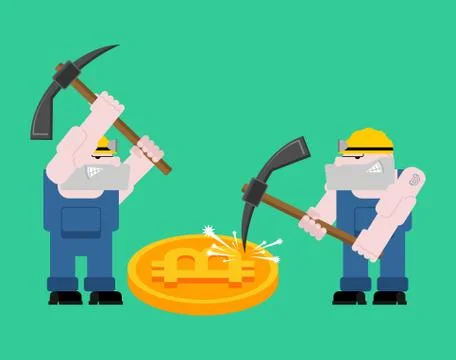Mining bitcoin pool concept.  Minir Extraction Crypto currency businessman sc Illustrazione stock