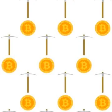 Mining bitcoin seamless pattern Stock Illustration
