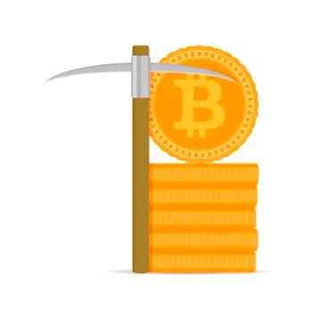 Mining bitcoins gold Stock Illustration