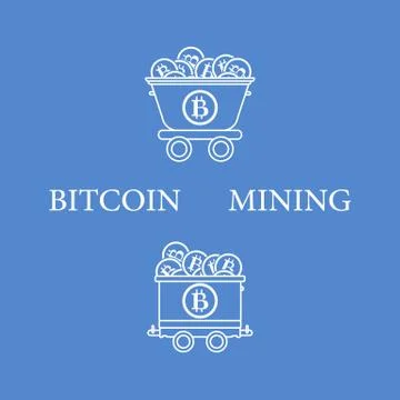 Mining of bitcoins. Mining trolleys with bitcoins. Stock Illustration
