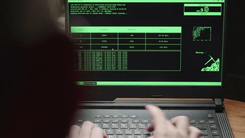 Mining bitcoins. The modern concept of digital crypto mining. A man extracting Stock Footage 149698160