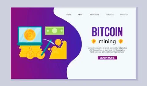 Mining Bitcoins. Modern concept of digital bitcoin crypto mining. Extracting Stock Illustration