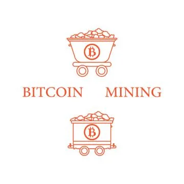 Mining bitcoins trolleys with ore. Stock Illustration