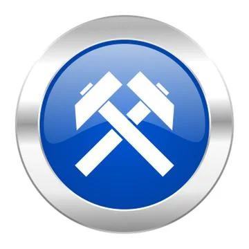 Mining blue circle chrome web icon isolated. Stock Illustration