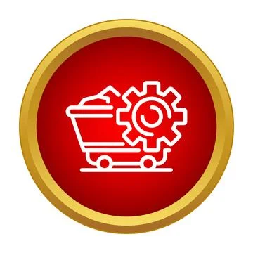 Mining cart and gear system industrial process icon Stock Illustration