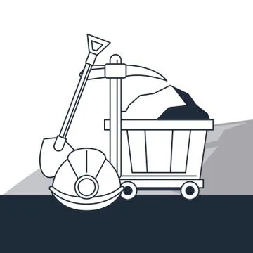 Mining cart and tools Stock Illustration