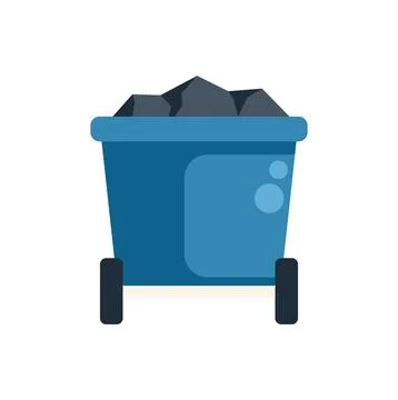 Mining cart carrying coal from mine shaft Stock Illustration