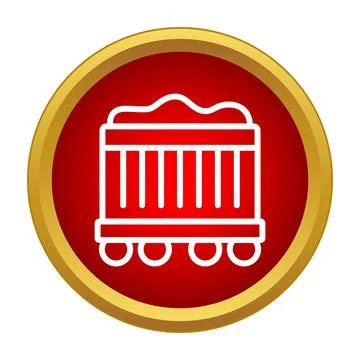 Mining cart carrying ore inside red circle button Stock Illustration