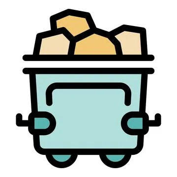 Mining cart carrying raw materials, extracting resources for industrial use Stock Illustration
