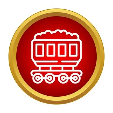 Mining cart carrying resources icon on red background 스톡 일러스트