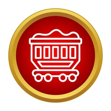 Mining cart carrying resources in red circle icon Stock Illustration