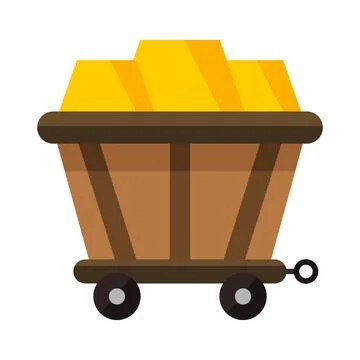 Mining cart flat clipart vector illustration Illustrazione stock
