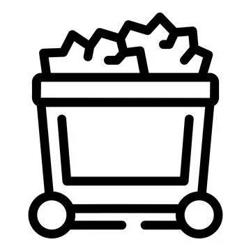 Mining cart full of coal arriving from the mine after a long day of work Stock Illustration