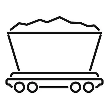 Mining cart full of coal moving on rails icon Stock Illustration