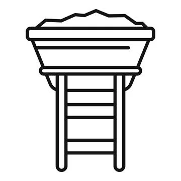 Mining cart full of coal standing on wooden trestle Stock Illustration